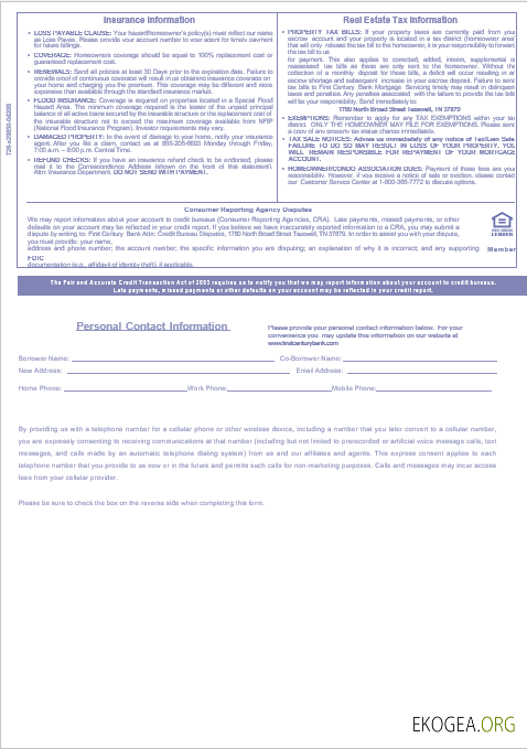 Relevé hypothécaire de la USA First Century Bank aux formats Word et PDF, 3 pages 3 template Relevé hypothécaire de la USA First Century Bank aux formats Word et PDF, 3 pages 3 template